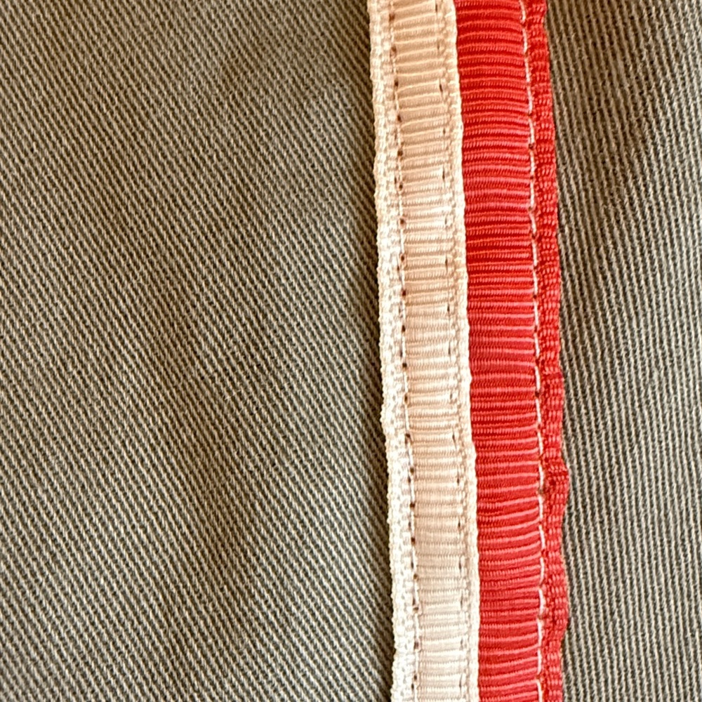 Frame Denim Khaki Green Pants with Coral and White Ribbon Accents - Picture 10 of 10